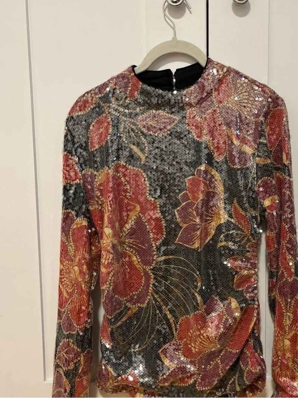 Farm Rio Sequined Floral Long-Sleeve in Multicolor